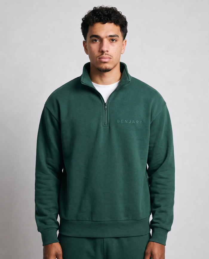 Benjart Blanks Quarter Zip Top Pine Green