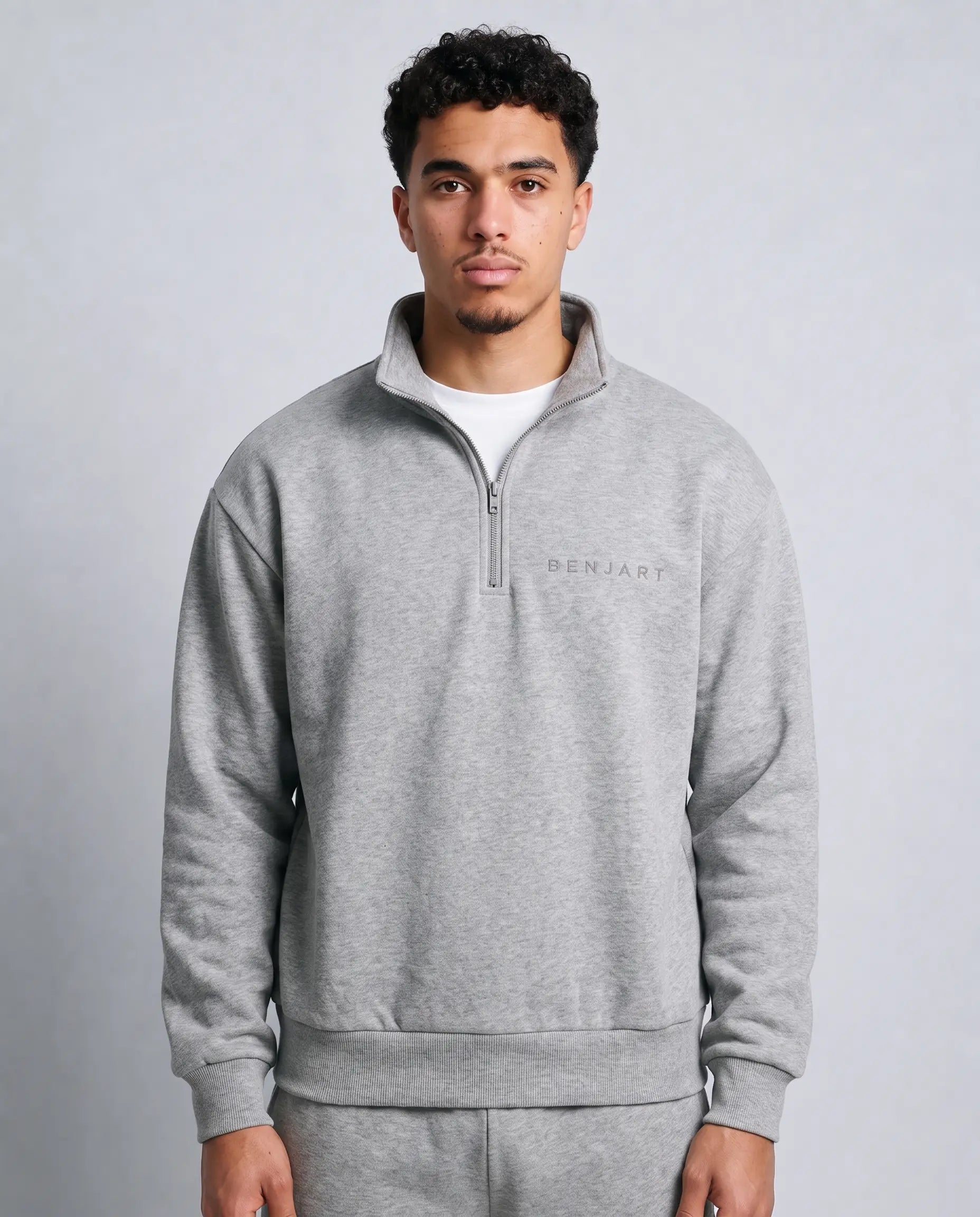 Benjart Blanks Quarter Zip Top Grey