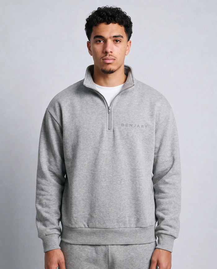 Benjart Blanks Quarter Zip Top Grey