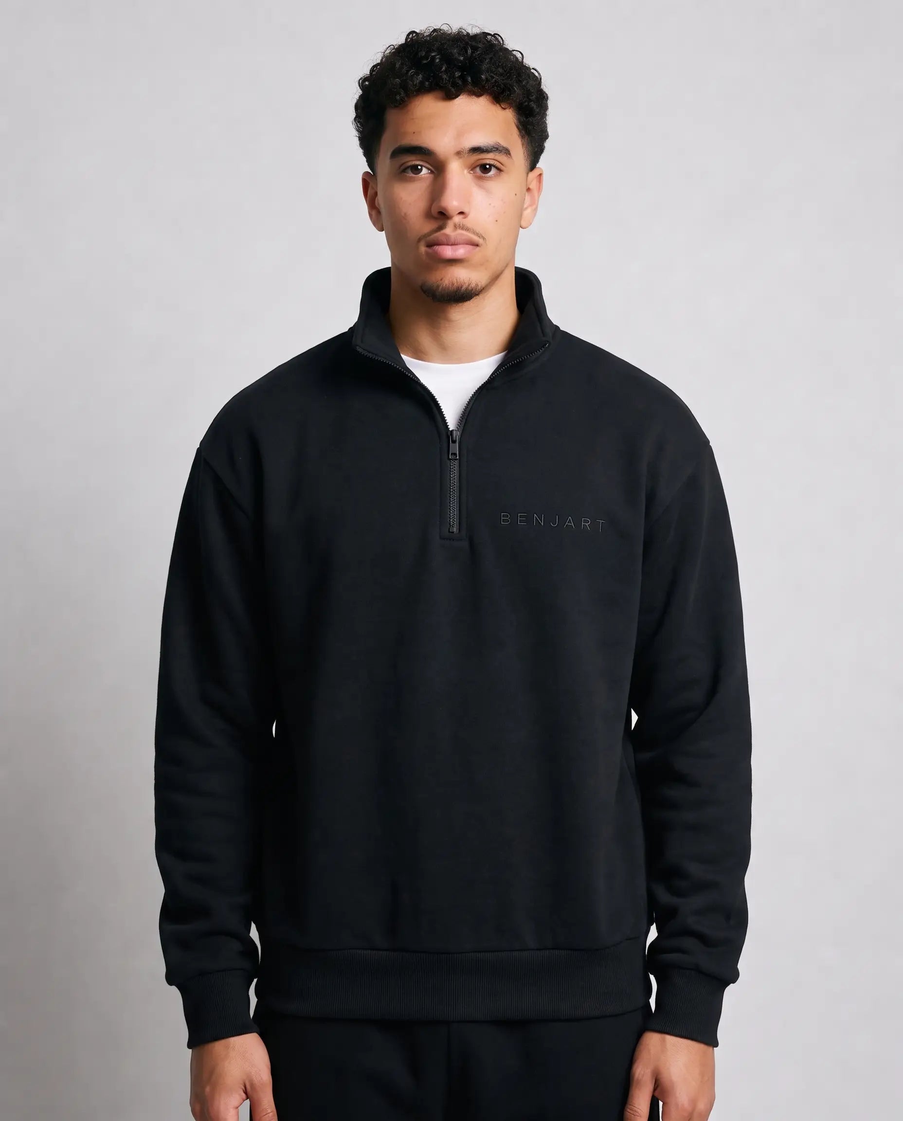 Benjart Blanks Quarter Zip Top Black