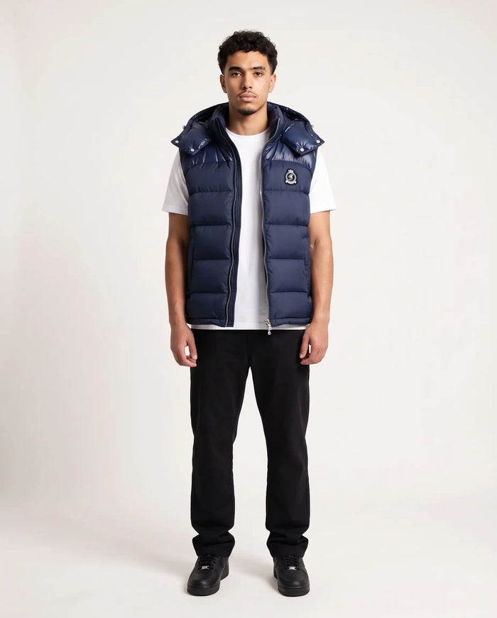 HRH Hooded Gilet - Navy/Chrome