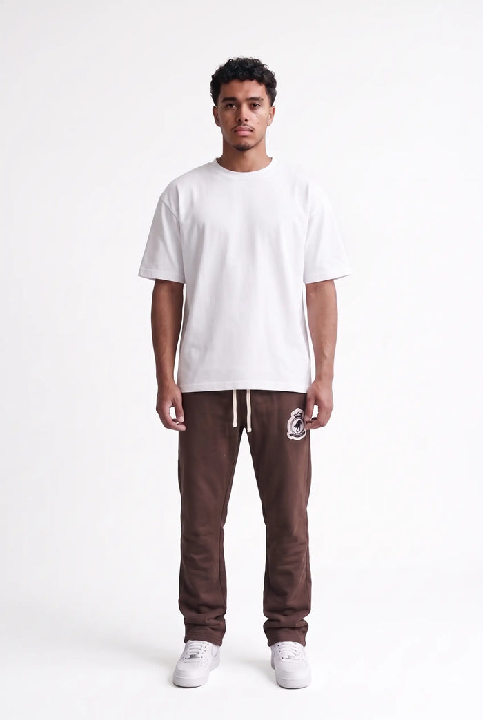 Chenille Badge Joggers - Brown
