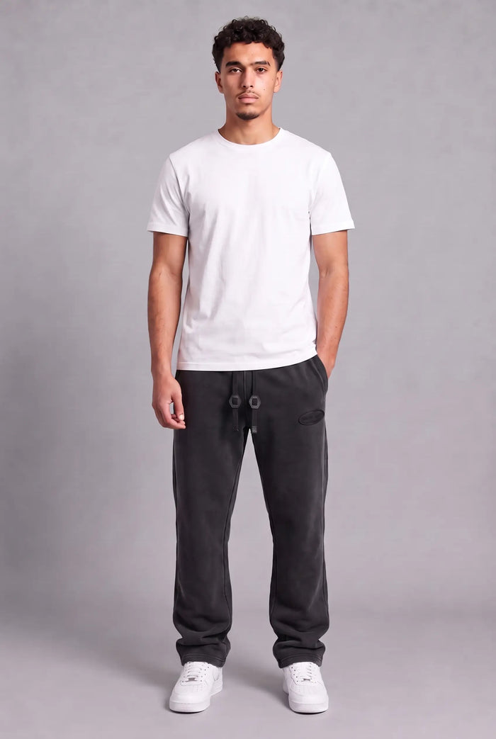 Benjart Stone Leather Tab Jogger - Black