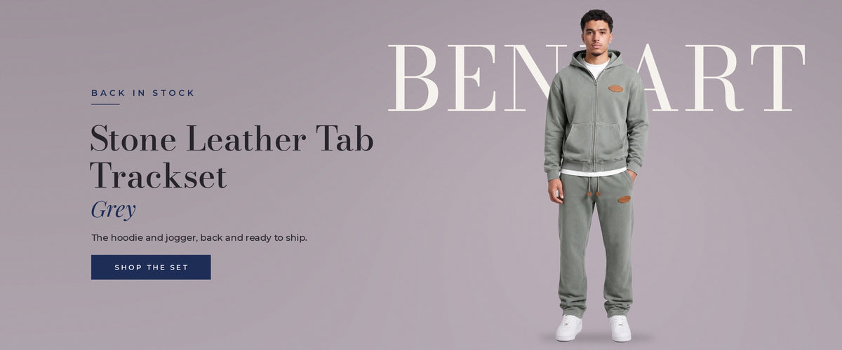 Stone Leather Tab Trackset in grey. Back in stock, shop the set