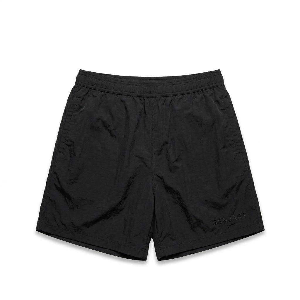 Benjart Blanks Swim Shorts in black, front view