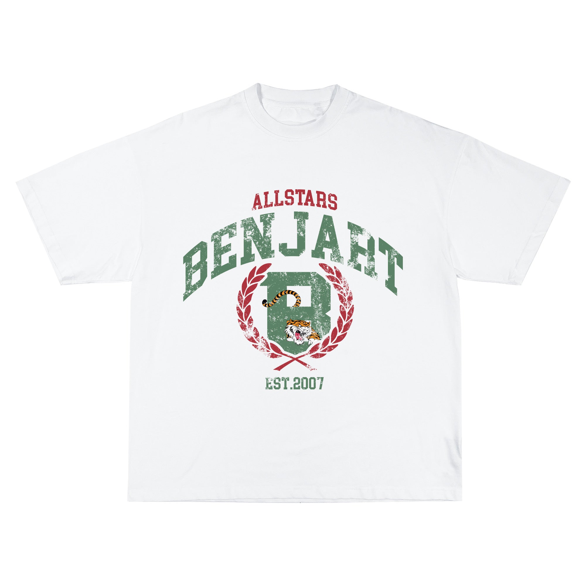 Benjart Allstars Varsity T-Shirt in white, print detail