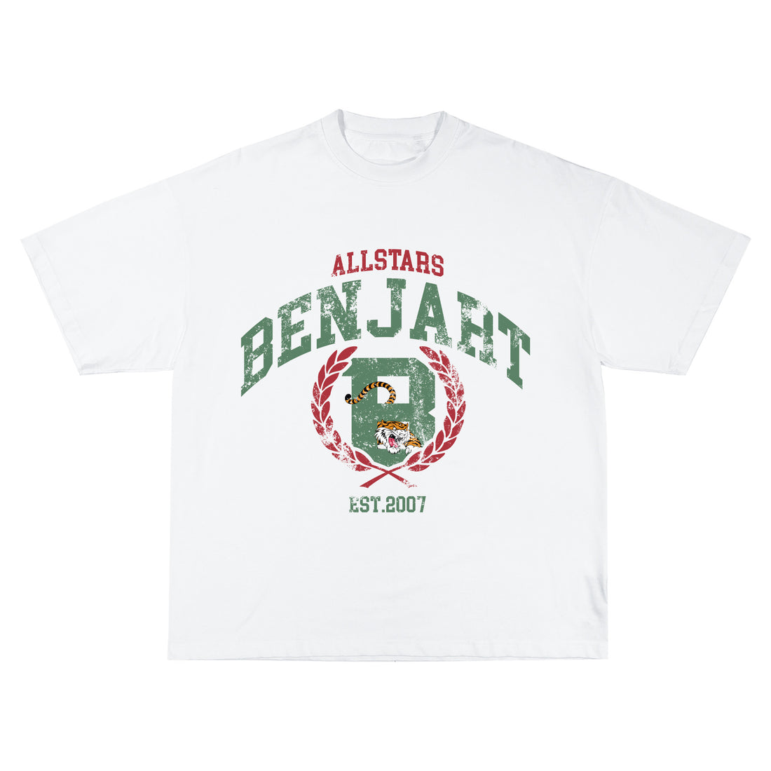 Benjart Allstars Varsity T-Shirt in white, print detail