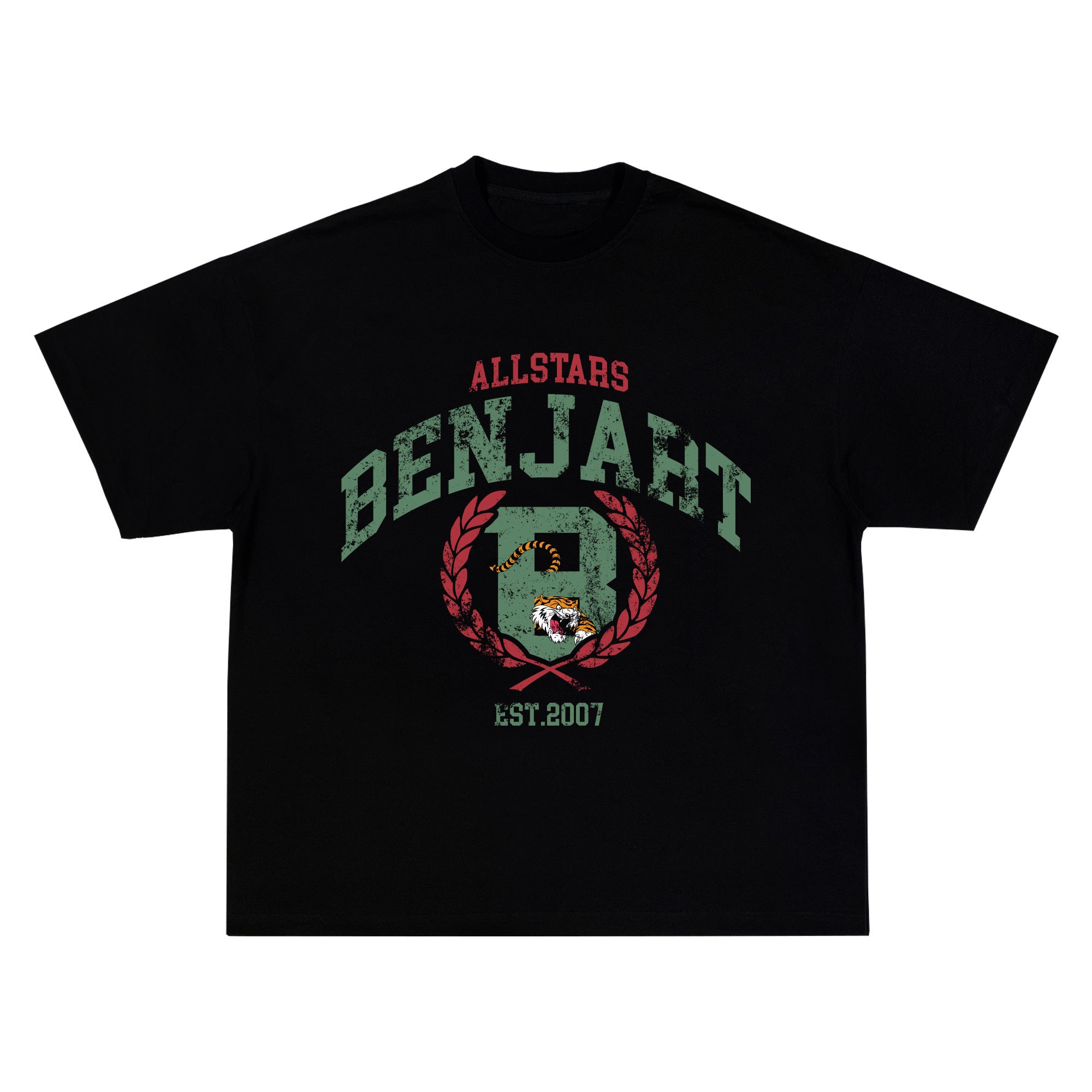Benjart Allstars Varsity T-Shirt in black, print detail