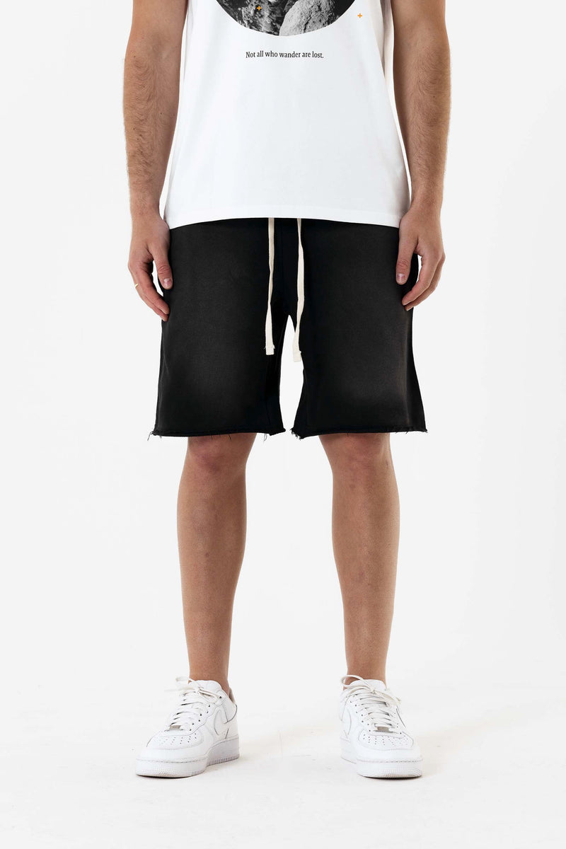 Distressed HRH  Shorts - Black Acid Wash