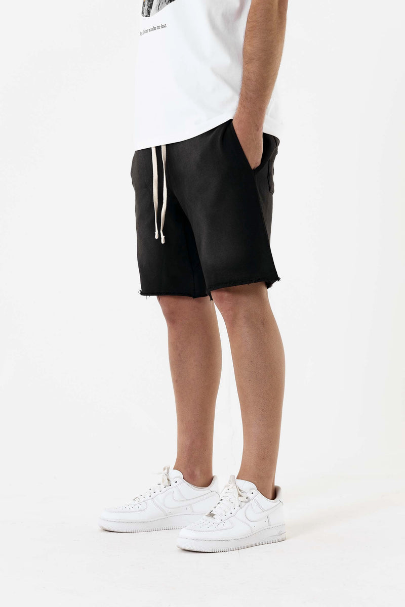 Distressed HRH  Shorts - Black Acid Wash