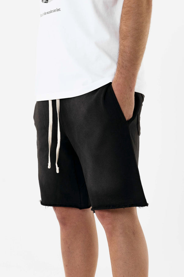 Distressed HRH  Shorts - Black Acid Wash