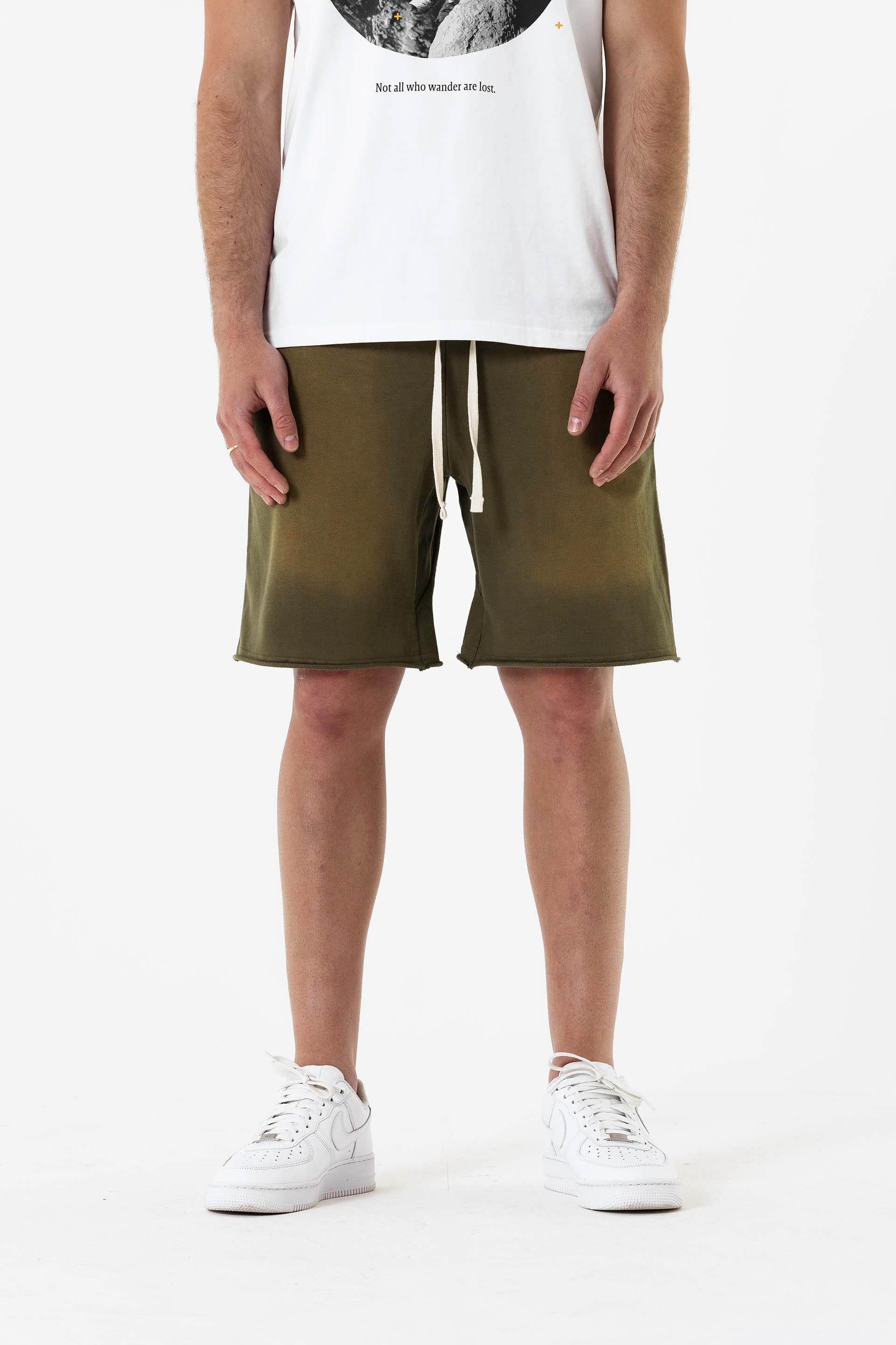 Distressed HRH  Shorts - Green Acid Wash