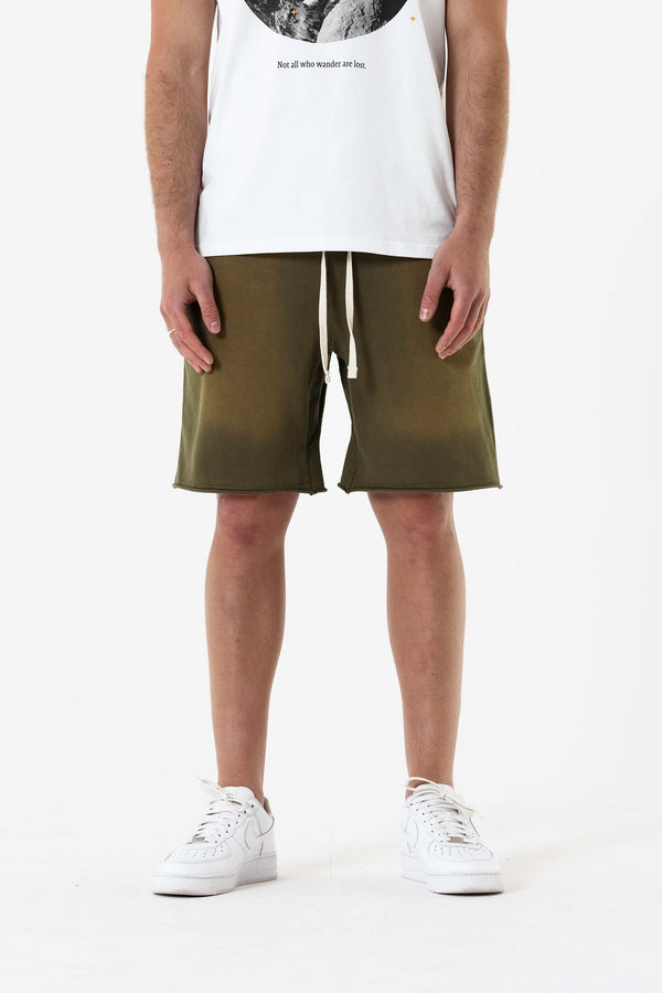 Distressed HRH  Shorts - Green Acid Wash