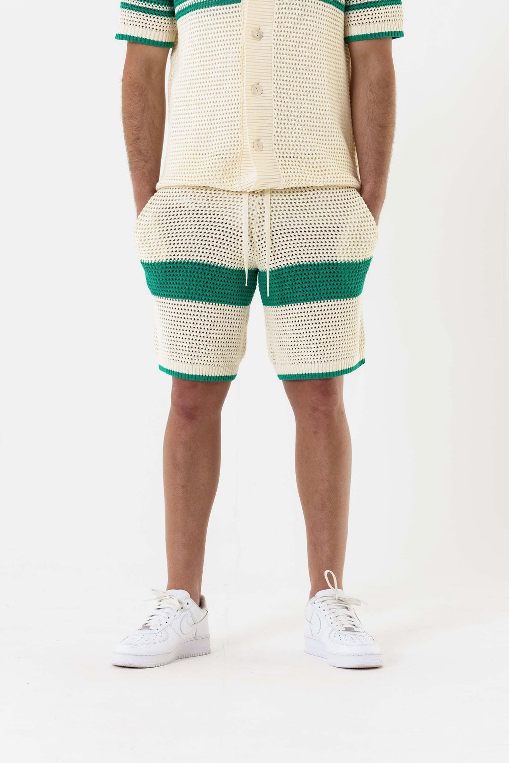 Crochet Knit Shorts - Off-White / Green