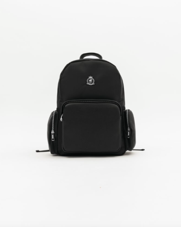 Benjart Nylon Weekender Backpack in black, side view
