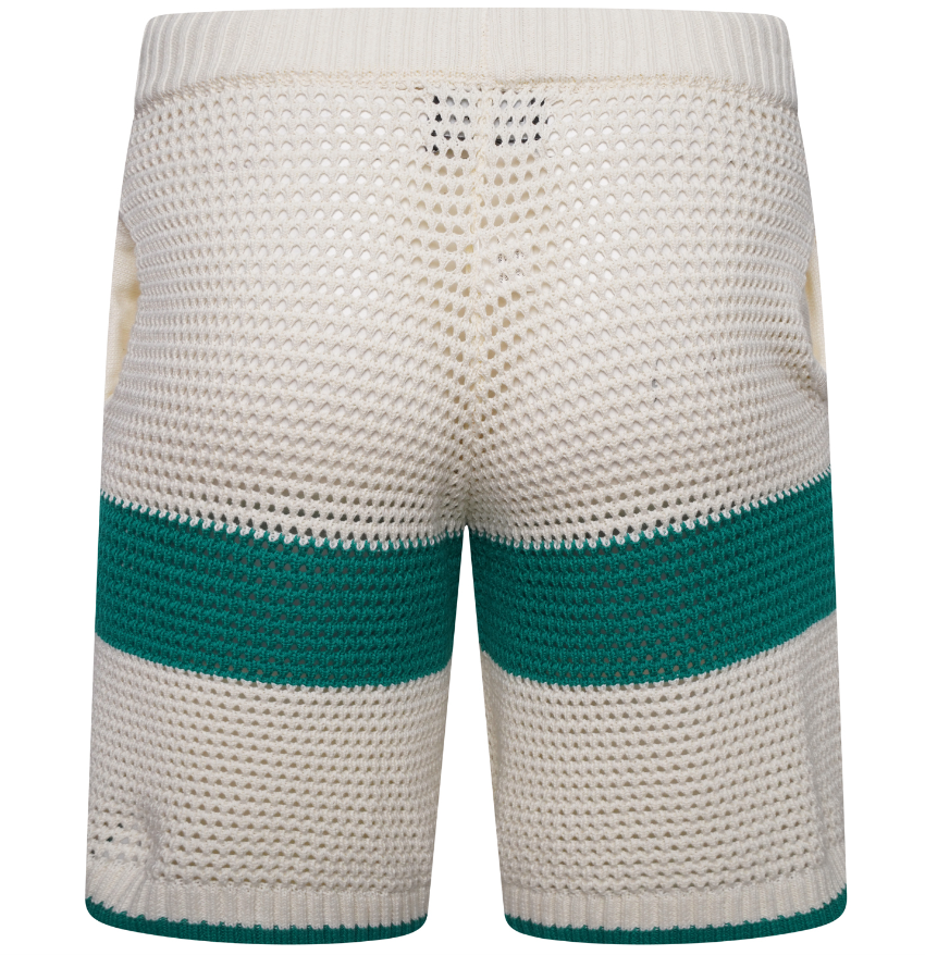 Crochet Knit Shorts - Off-White / Green