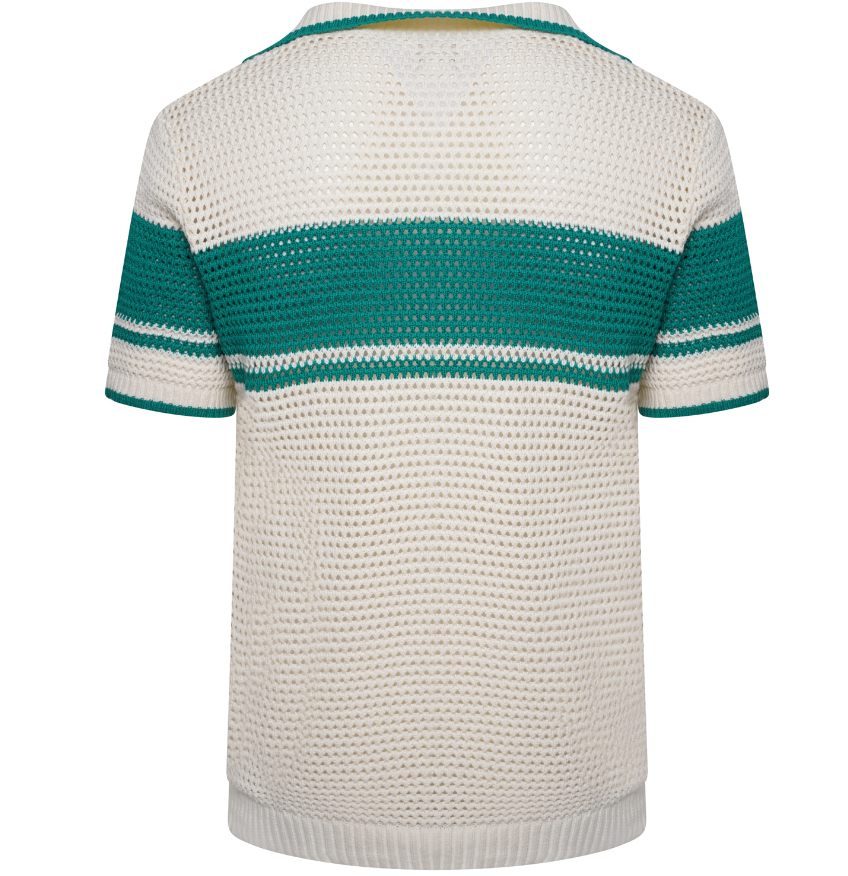 Crochet Knit Shirt - Off-White / Green