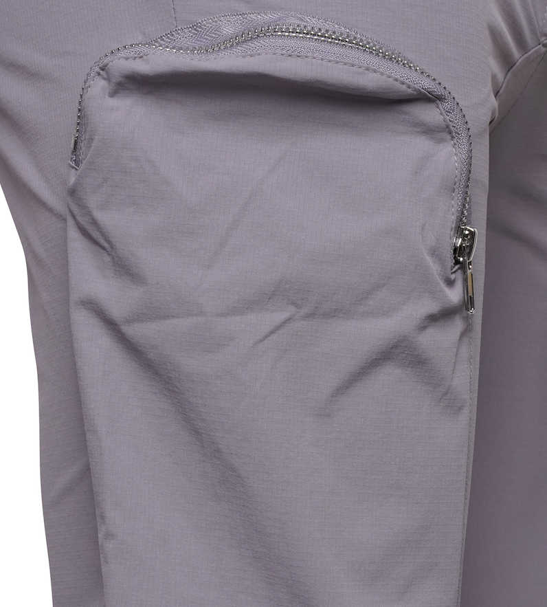 Stretch Curved Zip Nylon Cargo Pant - Grey