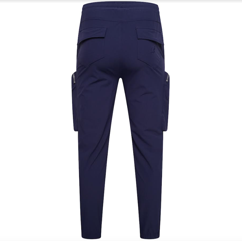 Stretch Curved Zip Nylon Cargo Pant - Navy