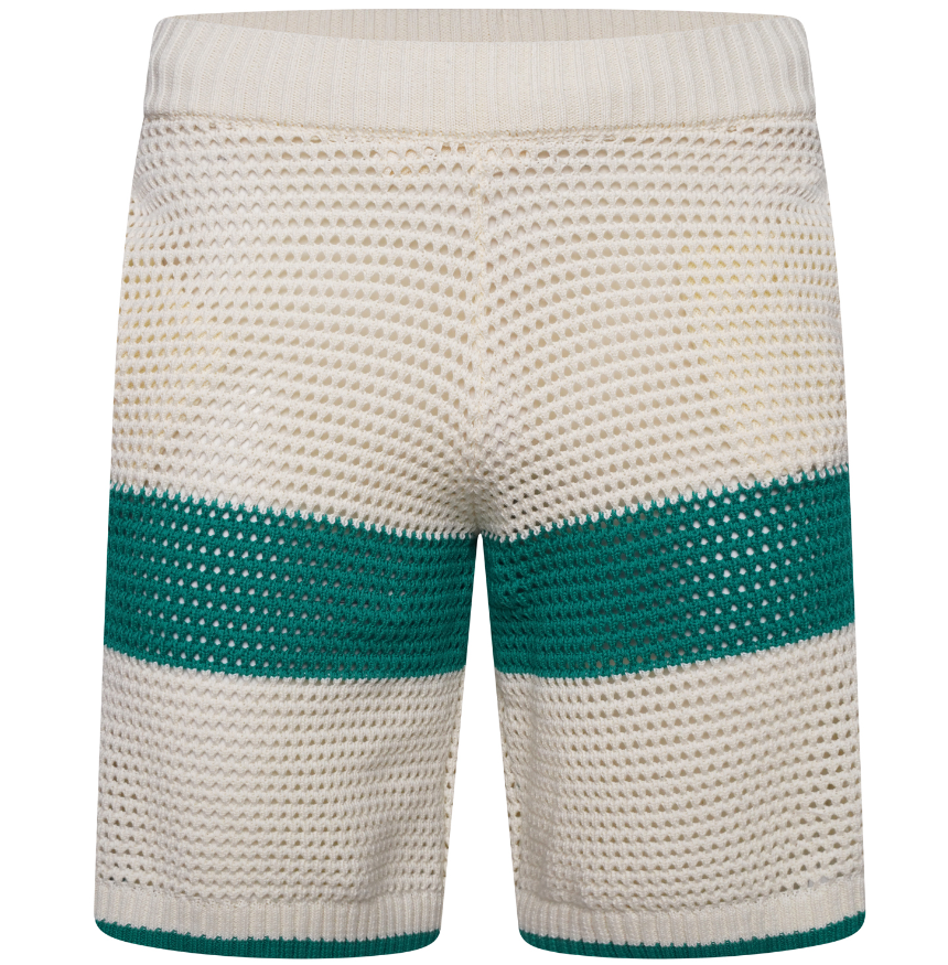 Crochet Knit Shorts - Off-White / Green