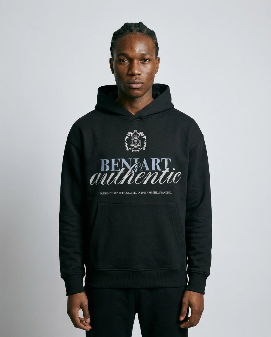 Benjart Authentic Pullover 2.0 in black, front view