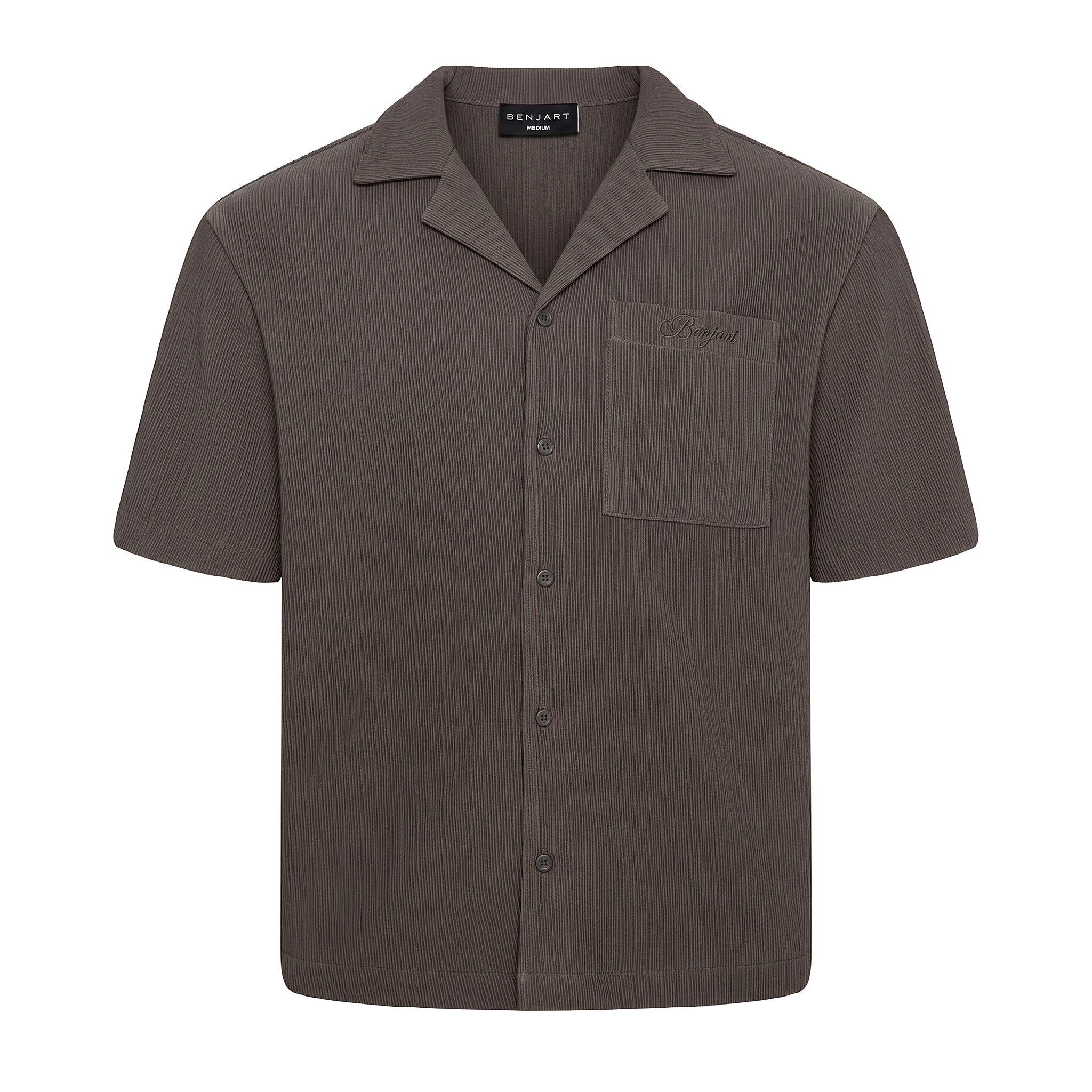 Benjart Resort Shirt in mocha grey, front view