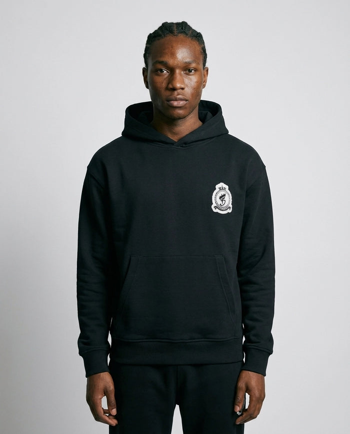Chenille Badge Pullover - Black
