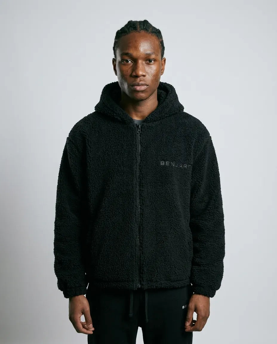 Black Sherpa Zip Jacket