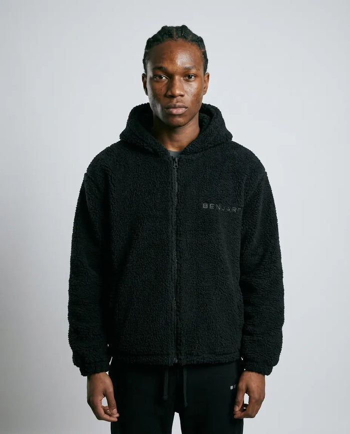 Black Sherpa Zip Jacket