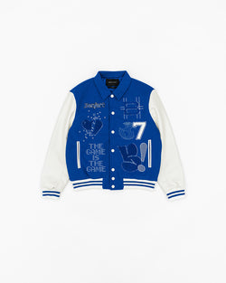 The Blueprint Varsity Jacket - Blue/ White