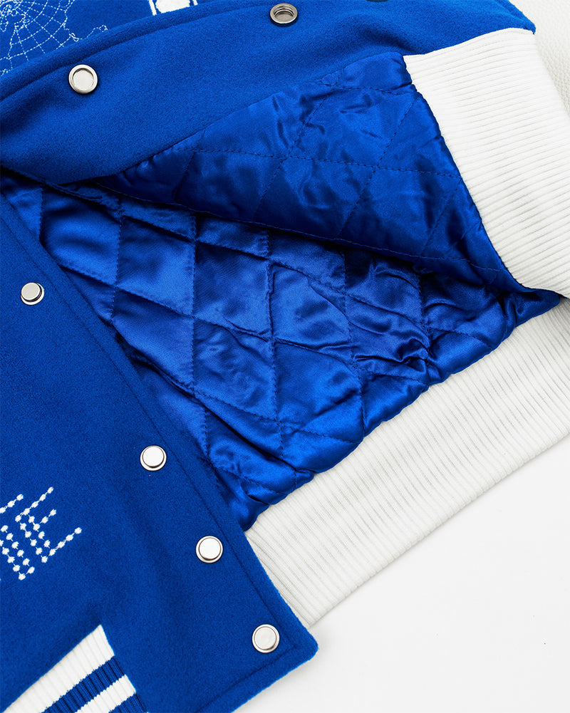 The Blueprint Varsity Jacket - Blue/ White