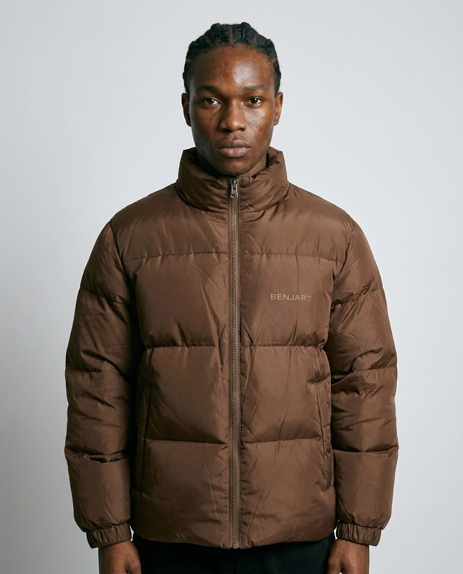 Benjart Cartier Puffer Jacket in brown, front view