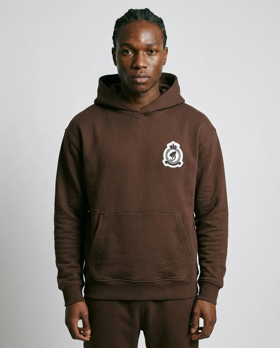 Chenille Badge Pullover - Brown