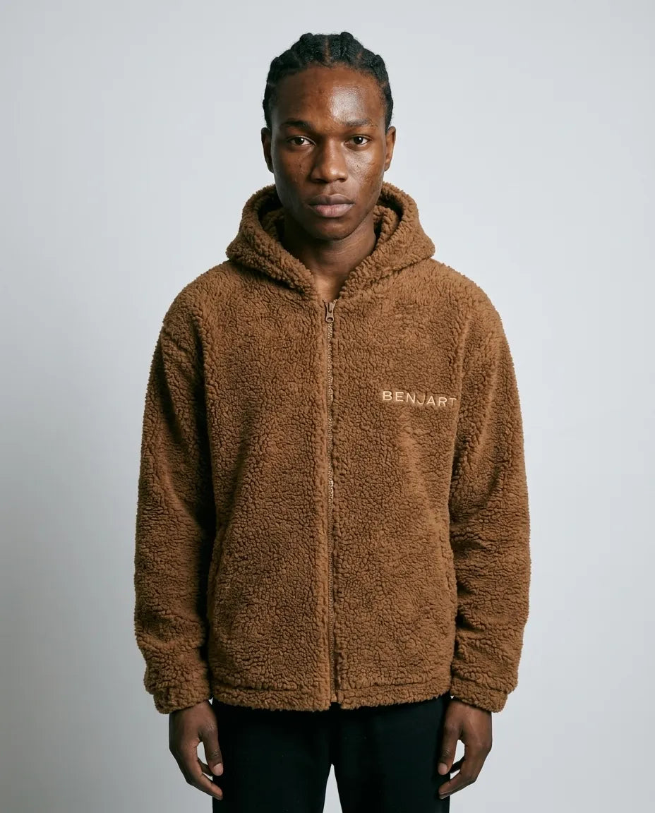 Brown Sherpa Zip Jacket