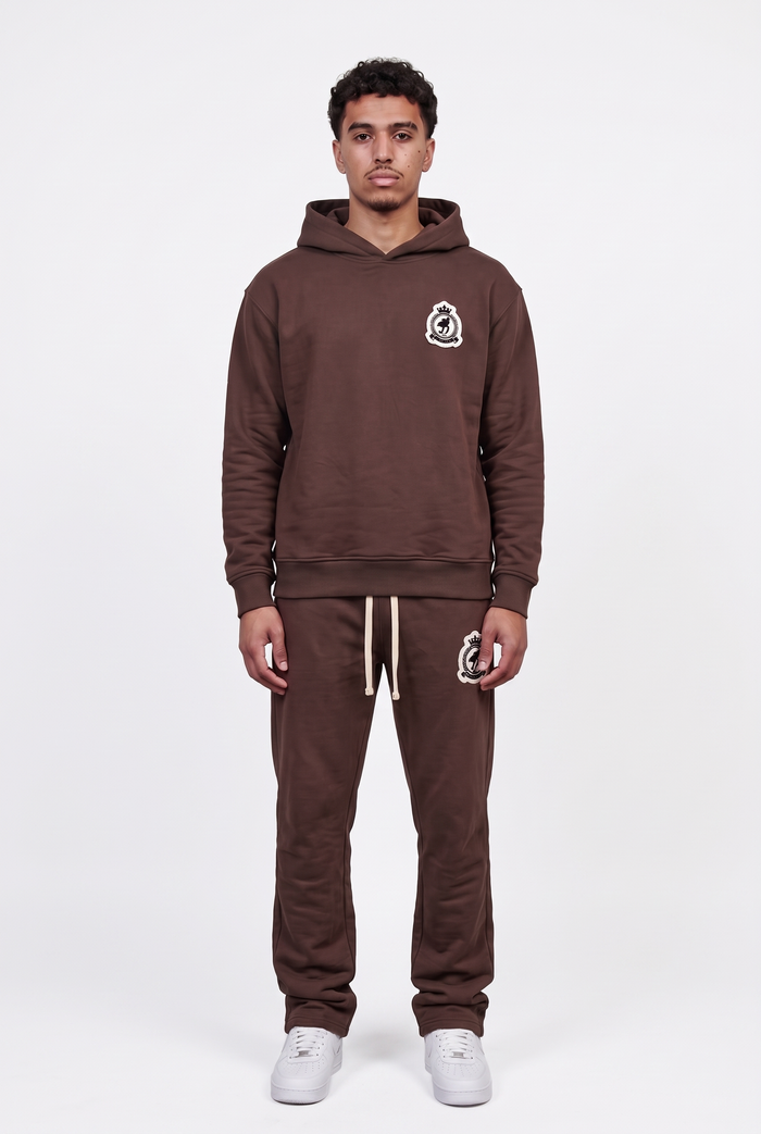 Chenille Badge Pullover - Brown