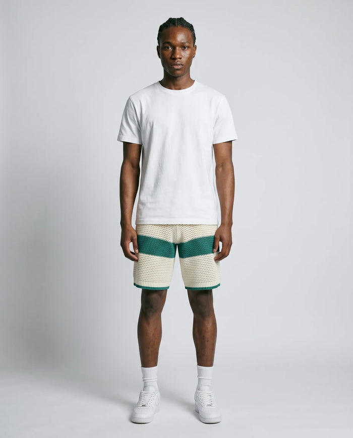 Crochet Knit Shorts - Off-White / Green