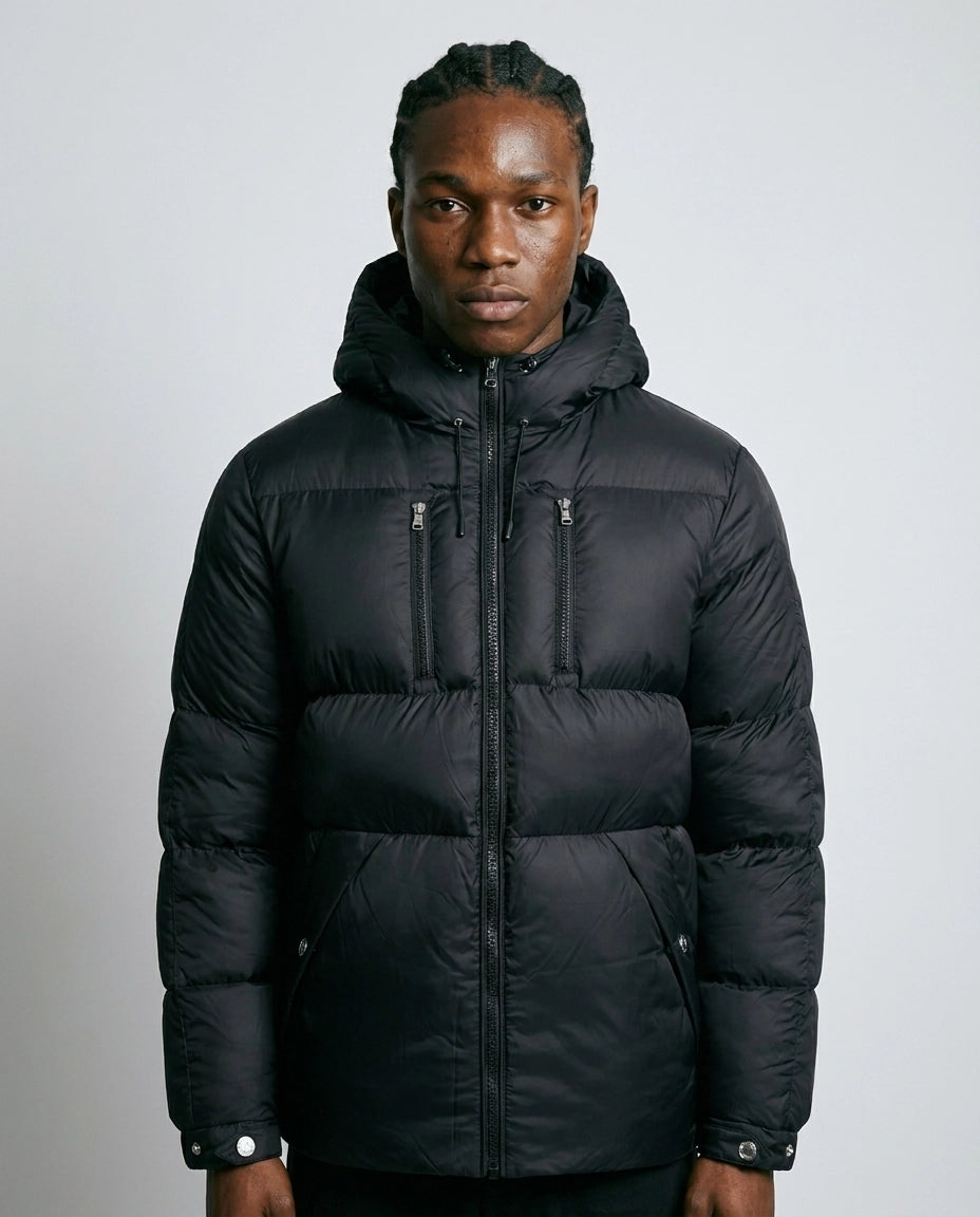 Benjart Dual Phantom Puffer in triple black, front view