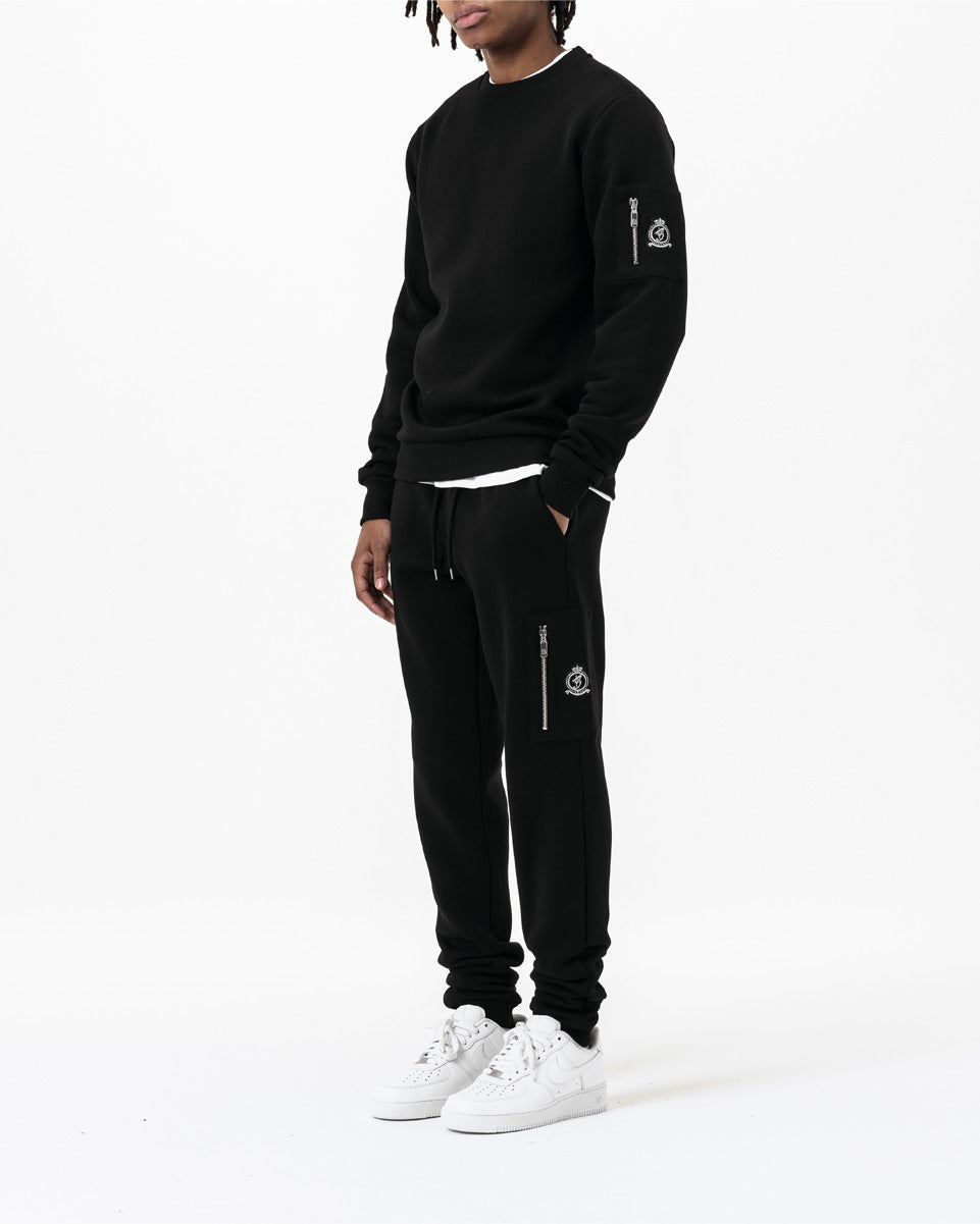 Benjart Chrome HRH Utility Joggers in black, side view