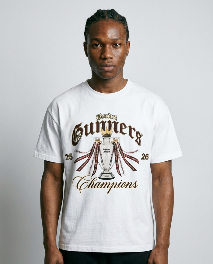 Benjart Champions Arsenal Tee in white, front view