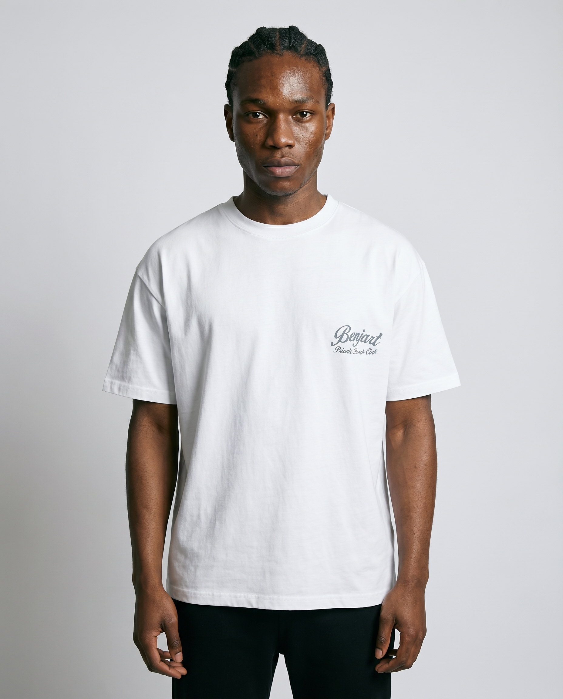 Benjart Private Beach Club T-Shirt in white, front view