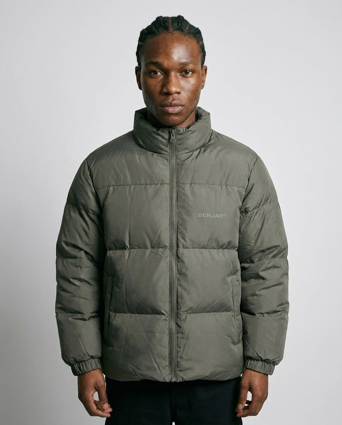 Benjart Cartier Puffer Jacket in military green, front view