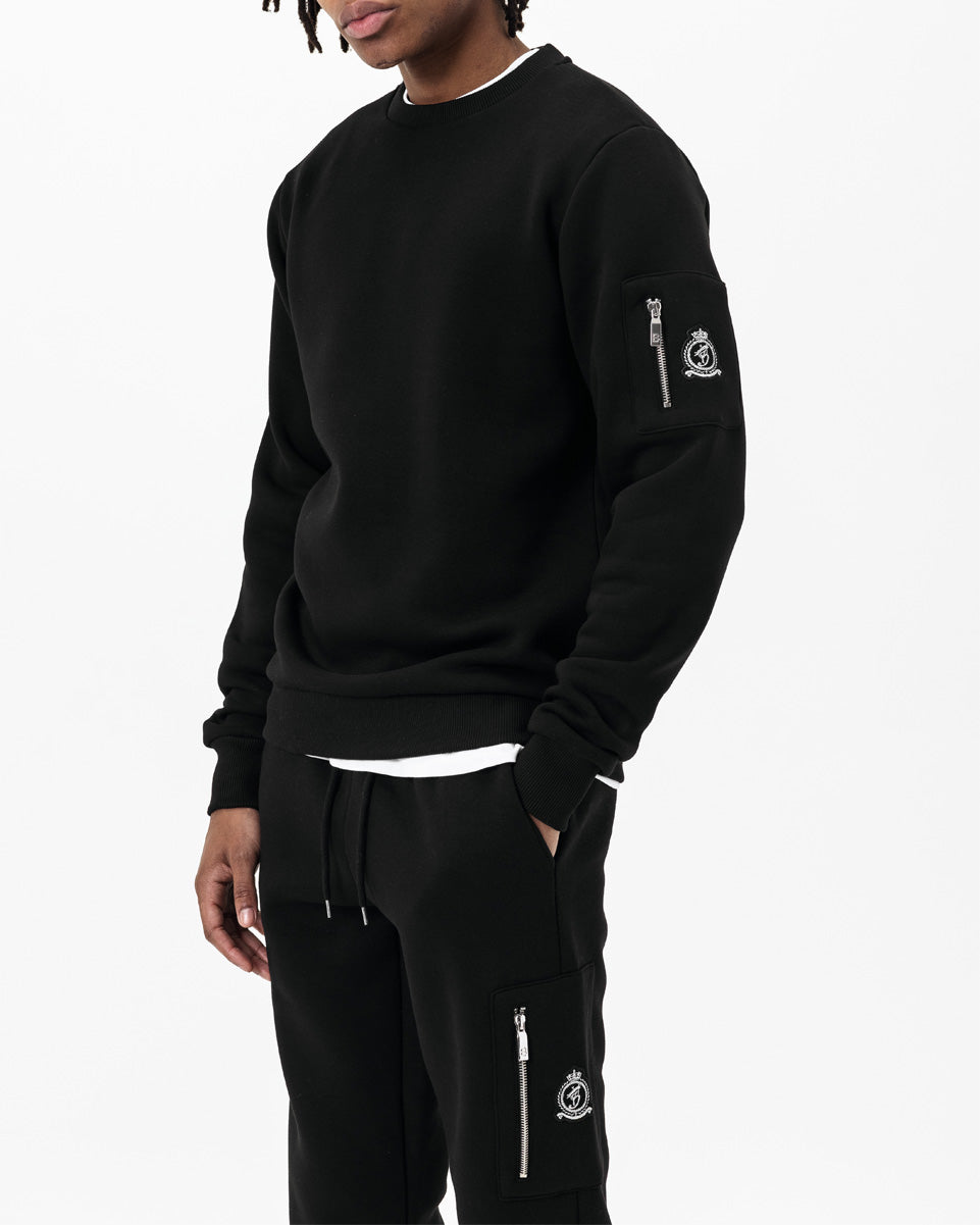 Benjart Chrome HRH Utility Sweatshirt in black, front view