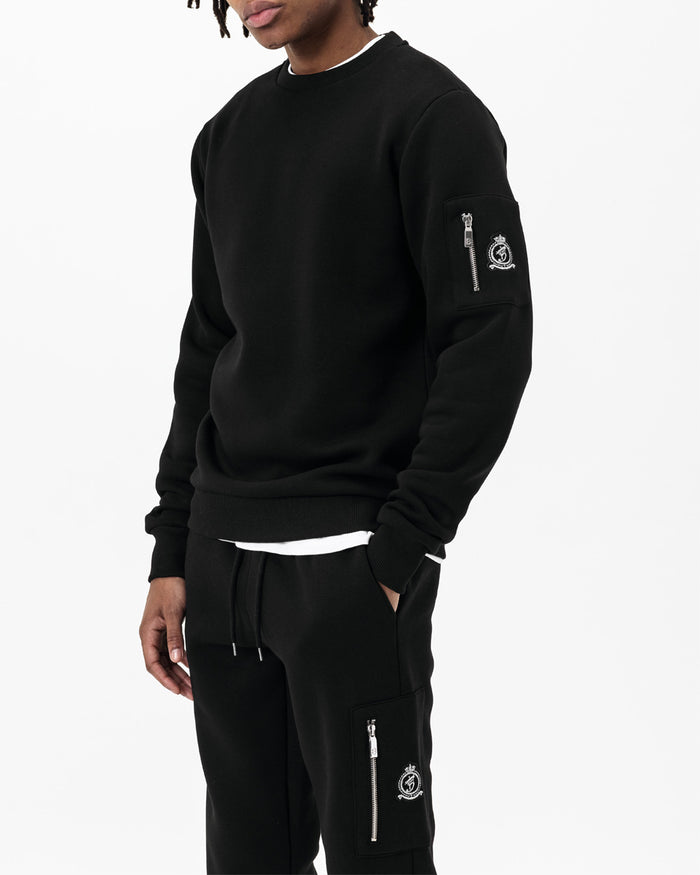 Benjart Chrome HRH Utility Sweatshirt in black, front view