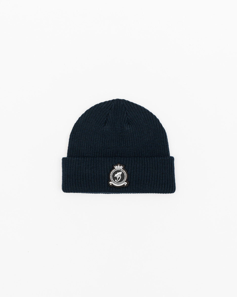 Benjart HRH Chrome Beanie in navy, side view