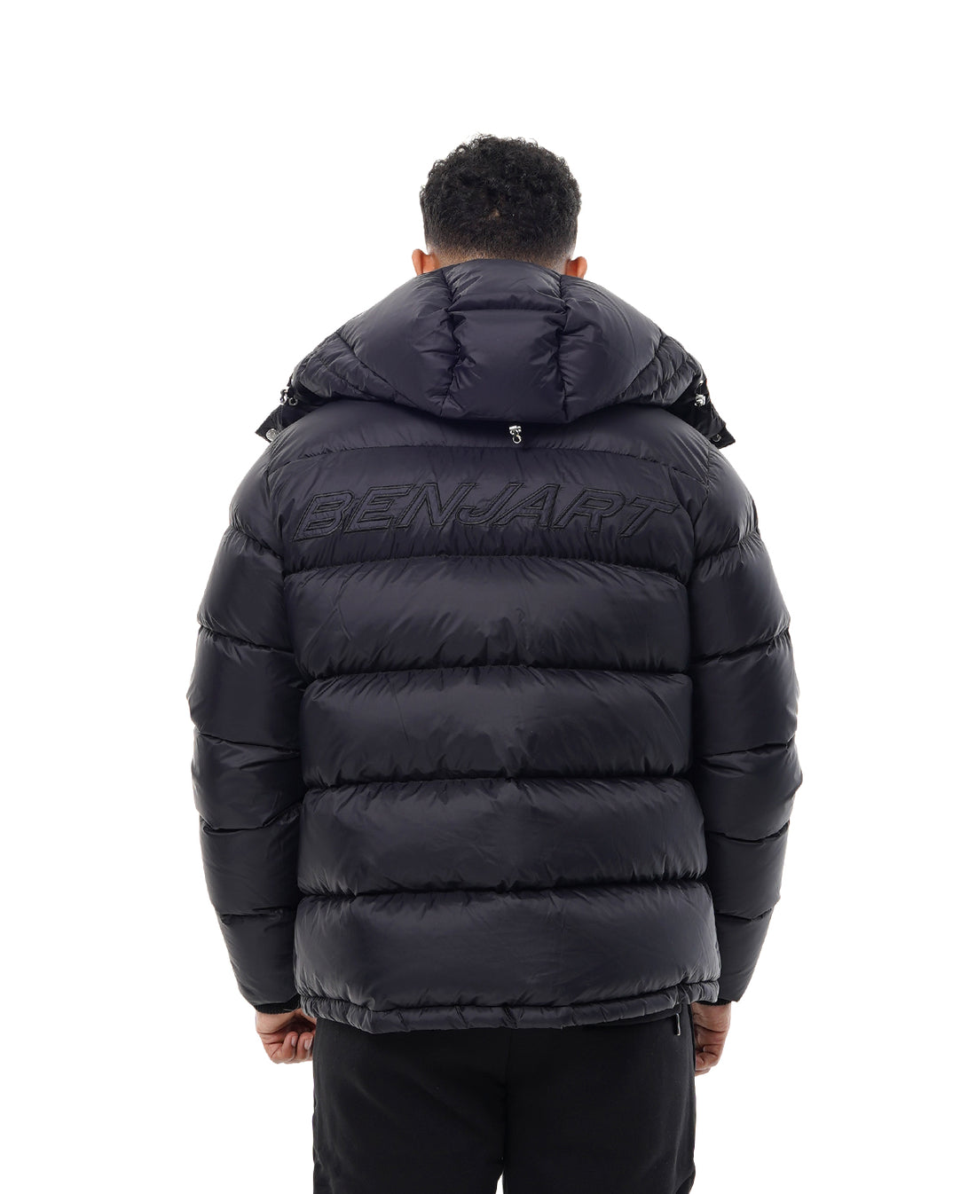 Benjart HRH Puffer Chrome Zip in black, styled on model
